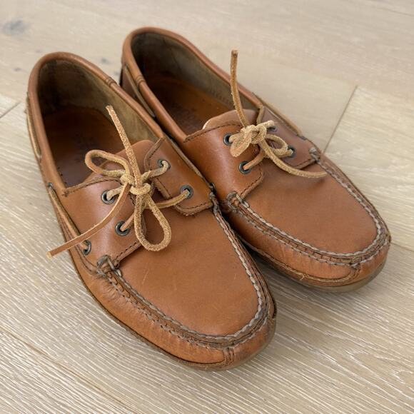 Vintage Minnetonka Men's Brown Leather Bow Slip On Moccasin Loafer Shoes Size 10 - Picture 1 of 6